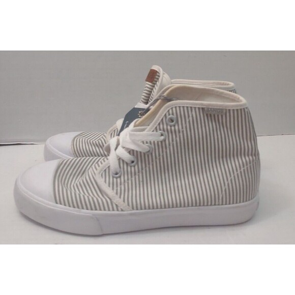 Bangs Gray white stripes High Top Lace Up Shoes Women's Size 6/Men’s Size 4.5 - Picture 4 of 9